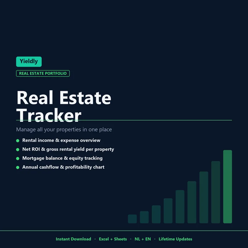 Real Estate Tracker template — cash flow, yield and value per property